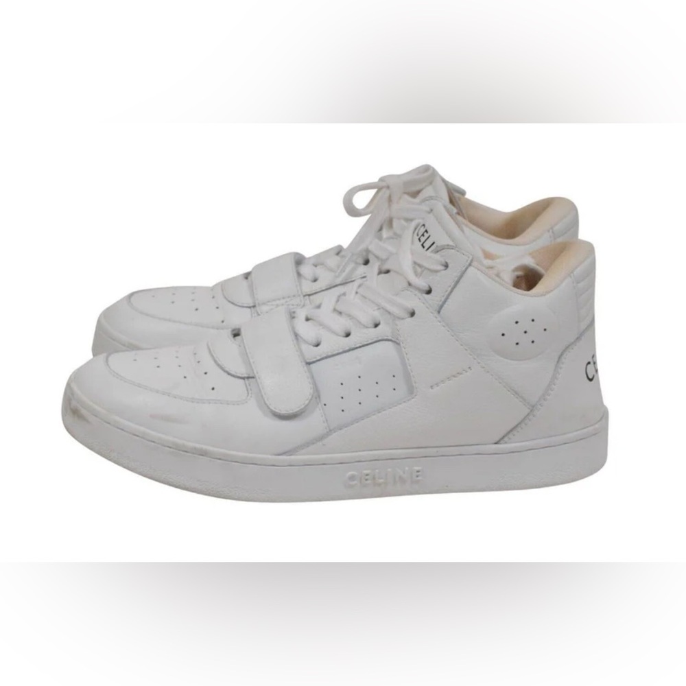 Celine White Leather High-Top Sneakers